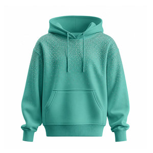 Professional Manufacture Solid Color Men's <b>Rhinestone</b> Hoodies 100% Cotton Winter Custom Design Breathable Soft <b>Fabric</b> - Product Image 1