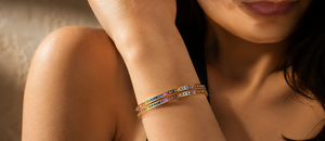 Trending Multi-Color <b>Rainbow</b> Sapphire Gemstone Bangle in 18kt Rose Gold for Women Party Wear Wedding Daily Wear Office Wear - Product Image 4