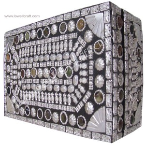 Lac Decorative <b>Gift</b> <b>Boxes</b> Luxury Black Beaded Embroidered Storage Trunk with Agate Stone Work Decorative Jewelry Organizer Box - Product Image 2