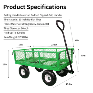 Chariot de jardin en polyéthylène robuste OEM/ODM avec mécanisme de déchargement breveté pour le transport de paillis, de terre, de bois de chauffage GARPYC000 - Product Image 6