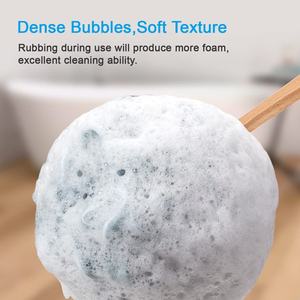 Long Wooden <b>Handle</b> Bath Brush Shower Loofah Body Scrubber Back Cleaning Brush Mesh <b>Sponge</b> Bathing Tool Bathroom Use - Product Image 6