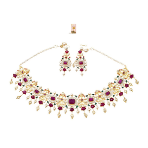 Luxury Gold Plated Brass Pearl Oxidized Polish Women's Necklace/Earrings/Ring Set for Bridal Party Gift - Product Image 3