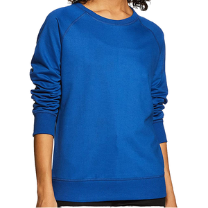 Sweat-shirt à col rond bleu royal pour femme, manches longues, en coton tricoté respirant, coupe classique, pour l'automne - Product Image 6