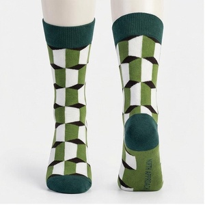 NORTH APPROACH Crew <b>Socks</b> Geometric Pattern Green White <b>Breathable</b> Adult Spring Casual <b>Socks</b> - Product Image 1
