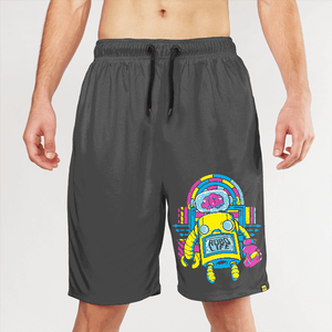 Pantalones cortos negros de secado rápido para hombre con estampado de calavera verde, cintura con cordón, ropa deportiva informal - Product Image 6