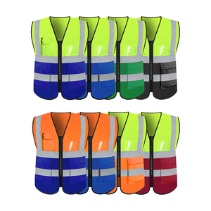 Gilet de sécurité réfléchissant haute visibilité avec poches zippées, personnalisable, en maille polyester, imperméable, logo personnalisable - Product Image 3