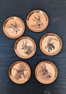 Round Copper Coasters Handmade Modern Mats & <b>Pads</b> - Product Image 6