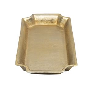 Bandeja Rectangular de Metal Dorado de Lujo al por Mayor, Plato de Servicio para Hotel con Acabado Texturizado Elegante y Asas Integradas - Product Image 5