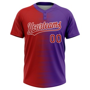 Camiseta de Béisbol Yourteams para Hombre, Rojo y Morado Degradado, Sublimada, Absorbente de Humedad, Manga Corta, Corte Regular, Ropa Deportiva para Adultos - Product Image 1
