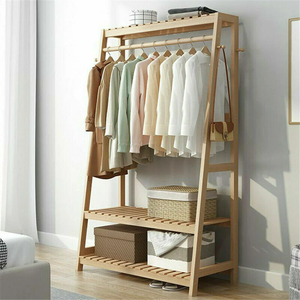 Wooden Clothing <b>Rack</b> Foldable <b>Garment</b> <b>Rack</b> With Hanging Rod - Open Wardrobe For Laundry, Bedroom And Entryway - Product Image 5