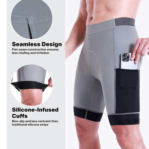 Shorts de sport décontractés sans coutures pour hommes, idéaux pour le yoga et les squats, taille haute, avec braguette zippée, longueur genou, service OEM - Product Image 6