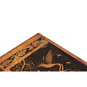 Urne funéraire artisanale Arbre de vie avec oiseau et urne funéraire en bois naturel, boîte à cendres en époxy bleu, souvenir funéraire artistique par AYAANS - Product Image 6