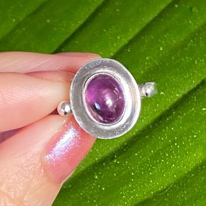 Amethyst Silver <b>Ring</b> Handmade <b>Crystal</b> Statement <b>Ring</b> Boho Festival Gothic Whimsigoth Witchy Mystic Jewelry Gift - Product Image 3