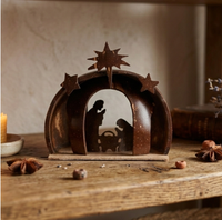 Figuras Metálicas 3D de la Escena de la Natividad Navideña, Recortes de Estrellas, Tema Religioso, Diseño Tallado, Ecológico, Hecho a Mano, KOTTRAVAI