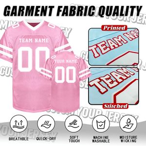 Custom Pink Mesh V-Neck Football Jersey Short Sleeve Sublimated Print Breathable Team Name Unisex Adult Regular Fit - Product Image 6