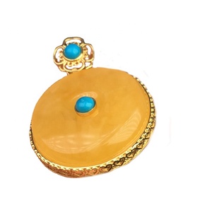 <span class=keywords><strong>Ciondolo</strong></span> della Pace in <span class=keywords><strong>Ambra</strong></span> Naturale del Baltico, <span class=keywords><strong>con</strong></span> Turchese e Placcatura in Oro - Product Image 5