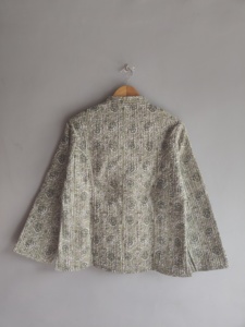 Veste en coton matelassée à col mandarin pour femme, motif floral patchwork, en tissu tricoté respirant et écologique, vêtement d'extérieur décontracté pour l'automne - Product Image 6