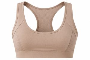 Women's Light <b>Blue</b> Racerback Sports <b>Bra</b> Scoop Neck Mesh Breathable High Support Yoga Eco-Friendly Quick Dry Seamless Solid Style - Product Image 4