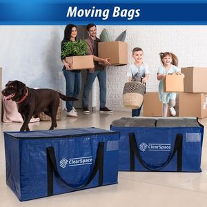 Heavy Duty <b>Moving</b> Bags with Backpack Straps Zippers & Handles Large Storage <b>Boxes</b> for College - Product Image 3