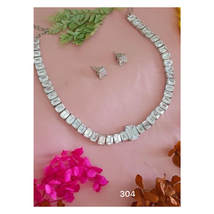 Premium Silver Tennis Necklace Set with Emerald Cut CZ Stones Matching <b>Stud</b> <b>Earrings</b> Luxury Fashion Jewelry - Product Image 4