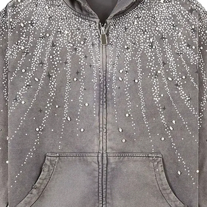 เสื้อฮู้ดดี้สตรีทแวร์คุณภาพสูงสำหรับผู้ชาย แขนยาวแบบซิป ดีไซน์และโลโก้สั่งทำได้ พิมพ์ลายเปล่า รับผลิตแบบ OEM - Product Image 3