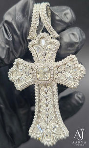 จี้กางเขนคริสเตียนประดับมอยส์ซาไนต์แบบ Iced Out สไตล์ฮิปฮอป ชุบทอง โทนสีเงิน ของขวัญเครื่องประดับแห่งศรัทธาสำหรับงานปาร์ตี้ - Product Image 5