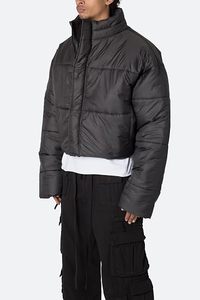 Custom <b>Men</b>’s Cropped Drop Shoulder Puffer Jacket – Oversized Boxy Fit Quilted Winter Jacket - Product Image 6