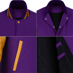 Custom Bear Chenille Logo Print Varsity Jacket Leather Sleeves Fancy <b>Men</b> Black Polyester College Baseball Jacket for <b>Men</b> Unisex - Product Image 3