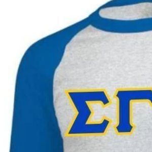 Camiseta Raglán Personalizada con Letras Sigma Gamma Rho Azul para Mujer, Camiseta de Béisbol de Manga Larga de la Hermandad Griega SGRho, Informal, de Algodón - Product Image 5