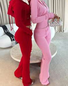 Ensemble de survêtement deux pièces Y2K pour homme, hiver, effet délavé, comprenant un sweat à capuche court et un pantalon de survêtement côtelé, personnalisé pour un look vieilli - Product Image 4