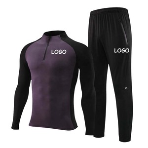 High Quality Custom Workout 3/4 <b>Zip</b> Pullover Training Jogging Wear Patchwork Color 2 Piece Sweat Suit Tracksuits for Men - Product Image 1