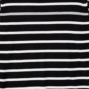 Pull en tricot à col rond à rayures noires et blanches pour femmes, manches longues, décontracté, toutes saisons, 100% coton, anti-boulochage - Product Image 5