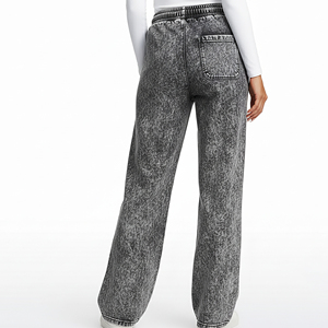 Premium Quality Lightweight <b>Elastic</b> Waistband Acid Wash Sweatpants Hip Hop Style Wide Bottom Fashionable Streetwear Jogger Pants - Product Image 3