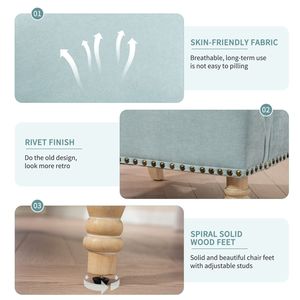 Poltrona Club Moderna Retrò in Tessuto con Gambe in Legno e Finitura con Borchie, Comoda Poltrona Imbottita per Soggiorno - Product Image 1