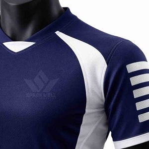 Ensemble de maillot de rugby bleu marine et blanc pour homme, col en V, manches courtes, polyester sublimé, respirant, coupe athlétique, uniforme d'équipe adulte - Product Image 4