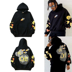 Sudadera con Capucha Negra Extra Grande con Estampado del Logotipo RZ y Patrones Coloridos en las Mangas, Unisex, Informal, para Otoño - Product Image 6