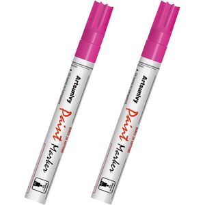 Set di 2 Pennarelli Permanenti Rosa per Dipingere su Metallo, Gomma, Legno, Rocce, Tela, Plastica e Superfici Scure - per Artigianato e Arte - Product Image 1