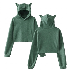 Washed Lady Hooded 380gsm Oversized 100% Hoodies Cropped Pullover for Women Plain Tyed Long Sleeve Streetwear Hoodie - Product Image 2