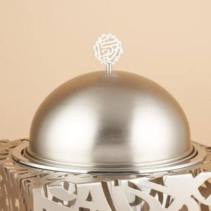 Plat à chafing carré de luxe en acier inoxydable argenté avec motif ajouré arabe pour le service de buffet et la restauration du Ramadan - Product Image 4