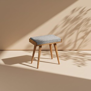 Walnut Wood Upholstered Ottoman <b>Step</b> <b>Stool</b> Wholesale | Handcrafted India - Product Image 2