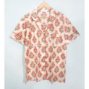 Ensemble de pyjama pour femmes en coton 100% à imprimé floral de luxe, doux et respirant, manches courtes, pour la maison et l'hôtel - Product Image 5