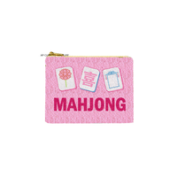 Mahjong avec Mahgirls : Porte-monnaie perlé à fermeture éclair, mini, design bordé, style moderne