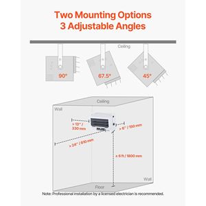 Riscaldatore Elettrico da Garage 5000 Watt (2500/5000W) Montato a Soffitto con Telecomando, Protezione dal Surriscaldamento, Profilo Ribassato - Product Image 5