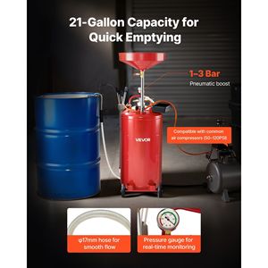 Drenador de Aceite Portátil de 21 Galones, Tanque de Drenaje de Fluidos Industrial Operado por Aire con Altura de Embudo Ajustable, Herramienta de Reparación Automotriz - Product Image 2