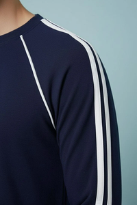 T-shirt à manches courtes en coton 100% pour homme SOSH 4, col rond, rayé, séchage rapide, tricot interlock, poche poitrine, coupe classique - Product Image 5