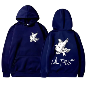 เสื้อสเวตเตอร์มีฮู้ดสีชมพู เสื้อสวมหัวผ้าฝ้ายโอเวอร์ไซส์สำหรับทั้งชายและหญิง พิมพ์ลายนกมีปีกด้านหน้าและด้านหลัง ชุดลำลองสำหรับฤดูใบไม้ร่วง - Product Image 4