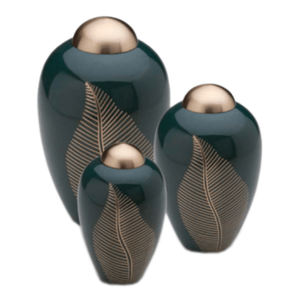 Lot de 3 urnes de crémation Design moderne feuille gravée métal laiton couvercle Domtop Urn de crémation pour animaux de compagnie - Product Image 1