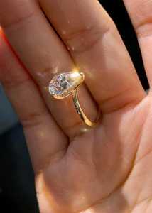 Anillo de lujo con diamante talla pera y halo oculto de 3.02 CT, cultivado en laboratorio, oro amarillo de 14K, joyería de boda y compromiso para damas de honor - Product Image 5