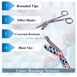 Nurse Bandage Scissors 5.5 Inch <b>Suture</b> Stitch Scissors 4.5 Inch Set 2 Stainless Steel Medical Shears Manual CE Certified Self - Product Image 3