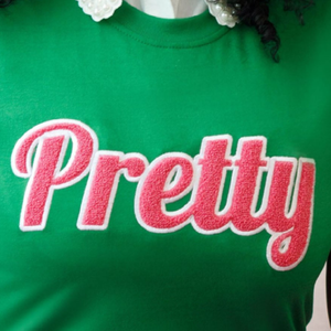 Camiseta Chenille Bonita Verde Rosa de Algodón Premium Estilo Casual Urbano para Hermandades - Product Image 6